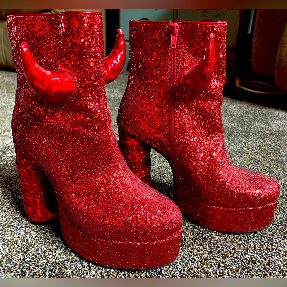 Dolls Kill Devil Glitter Boots